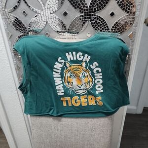 Hawkins High School Tigers Kids Green Crop Top